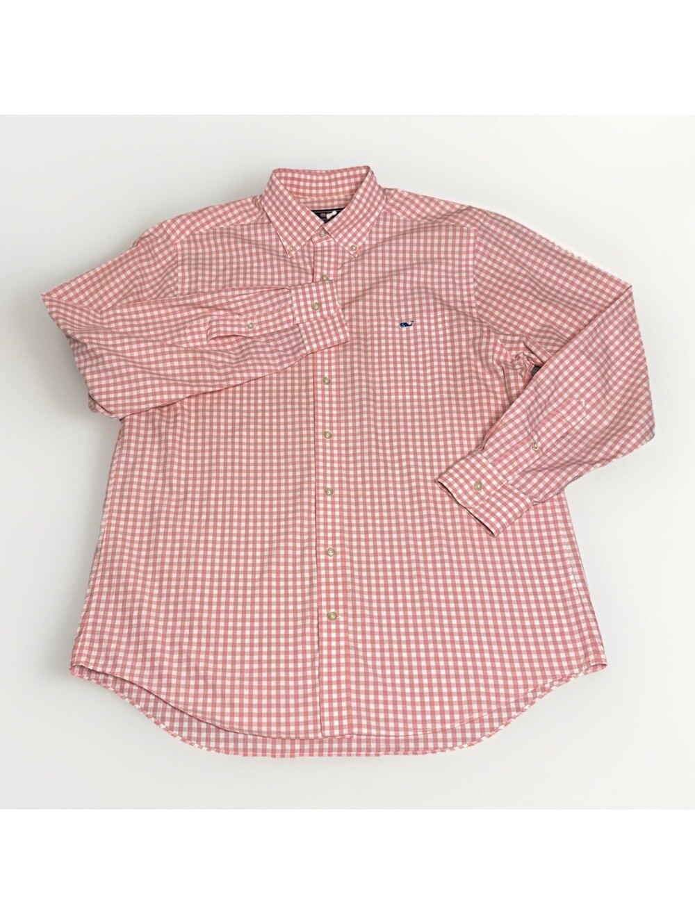 Vineyard Vines Large Gingham Plaid Slim Fit Tucker Long Sleeve Button Down Shirt